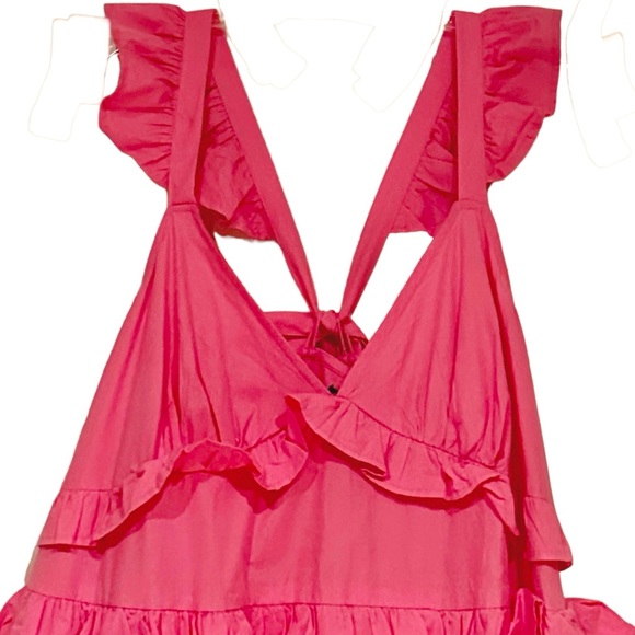 Boohoo size 8 pink maternity frill tie midi maxi dress - Picture 6 of 13